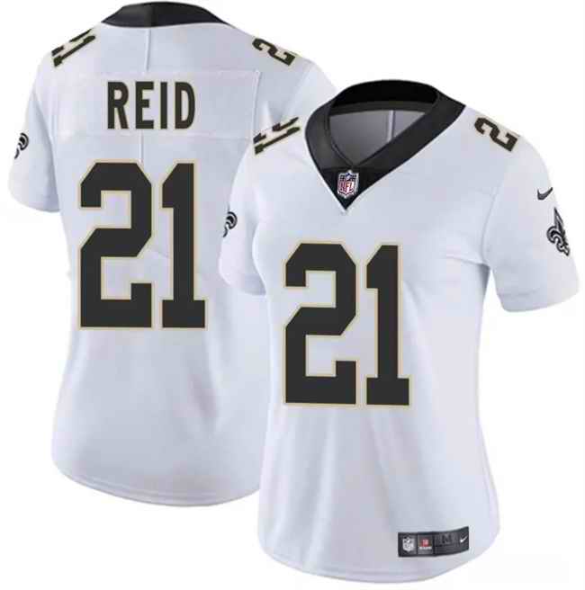 Women's New Orleans Saints #21 Justin Reid White 2025 Vapor Stitched Game Jersey(Run Small)